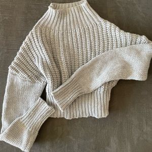 Grey cropped knit sweater